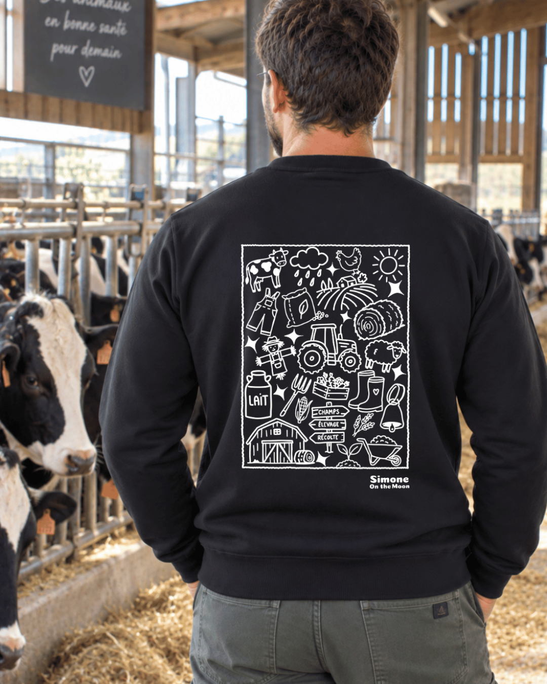 sweat noir agriculteur