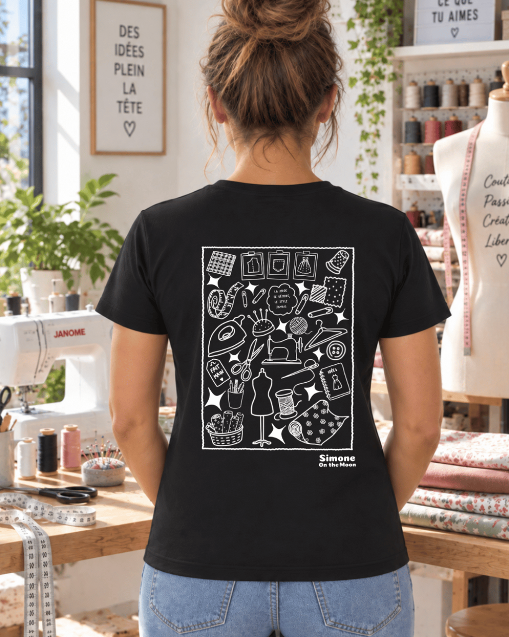 t-shirt noir couturière