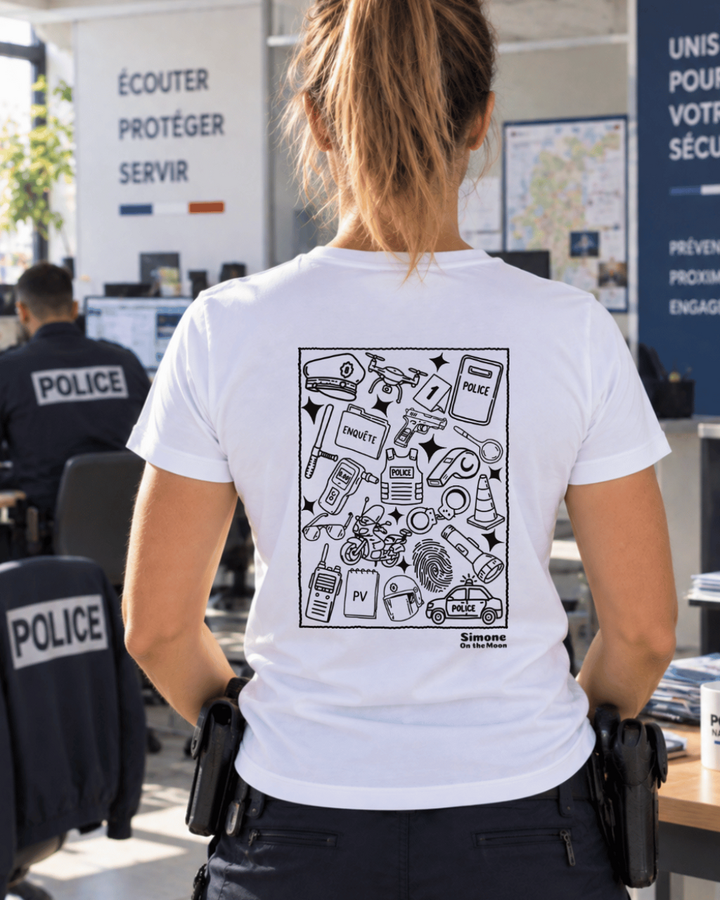 T-shirt blanc policier