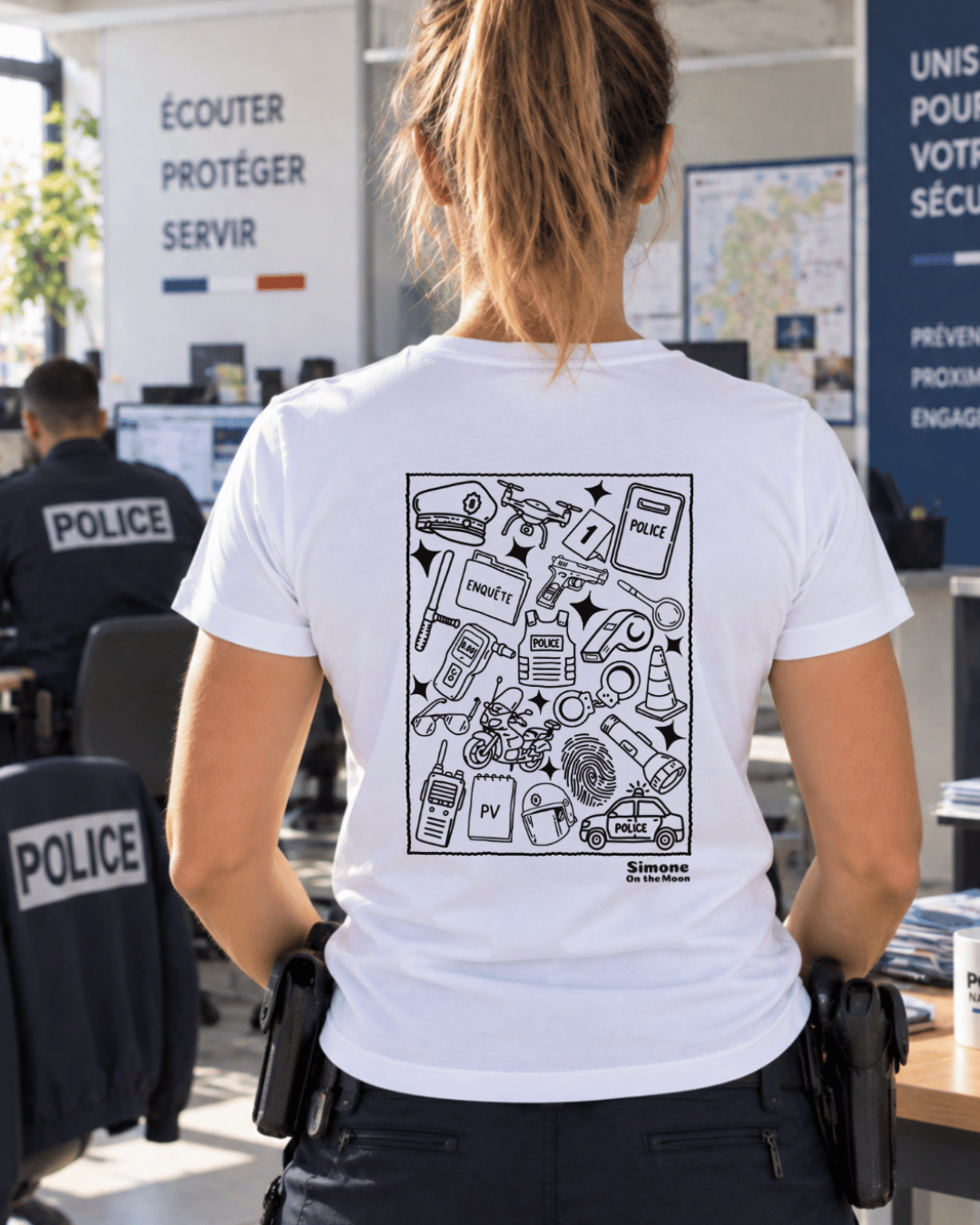 T-shirt blanc policier