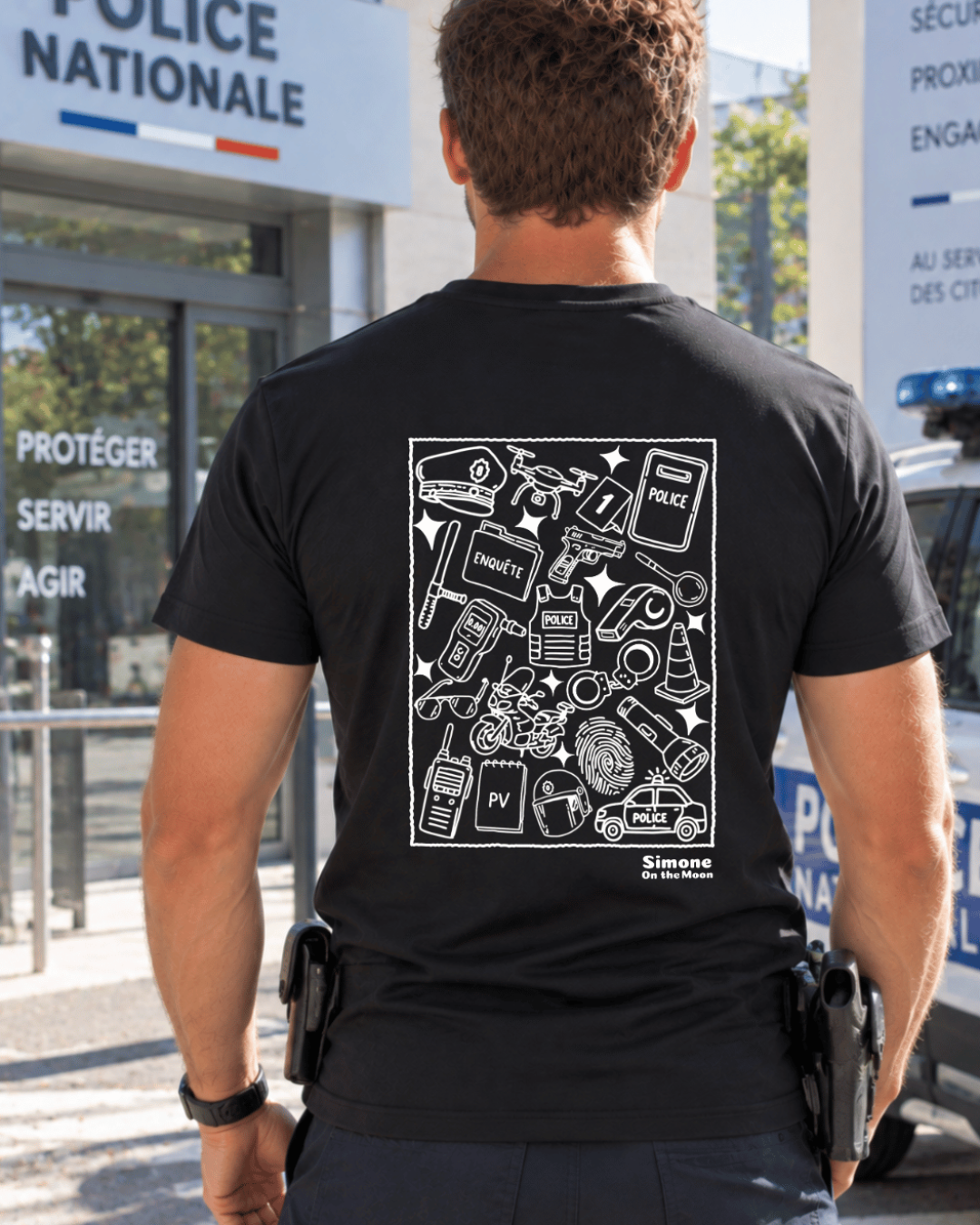 t-shirt noir policier