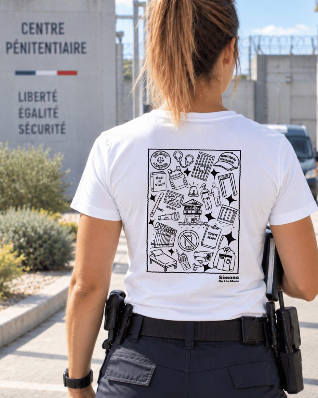 tshirt blanc srveillant pénitentiaire