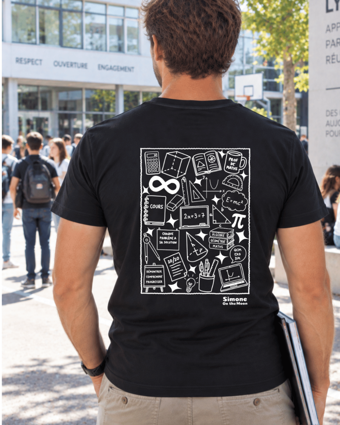 T-shirt noir professeur de mathématiques