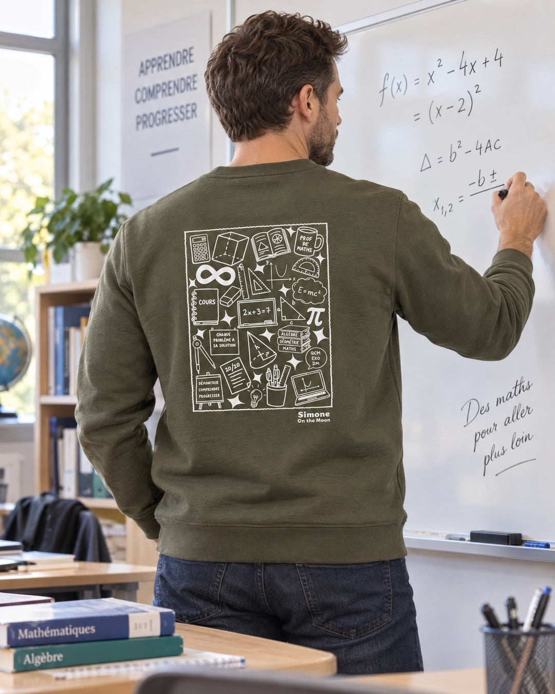 sweat kaki professeur de mathématiques