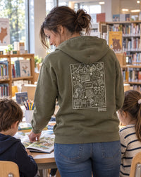 Sweat a capuche kaki prodessur des écoles