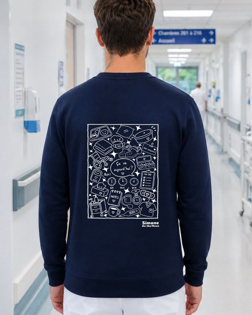 Sweat à capuche Aide-soignant(e) — Bleu marine