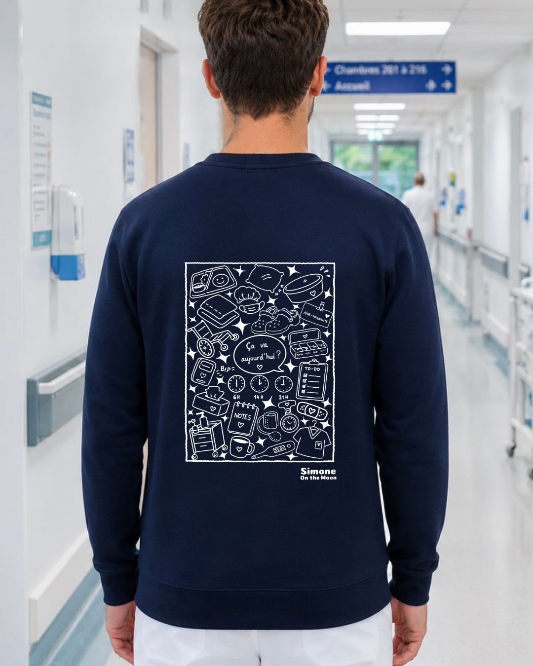 Sweat à capuche Aide-soignant(e) — Bleu marine