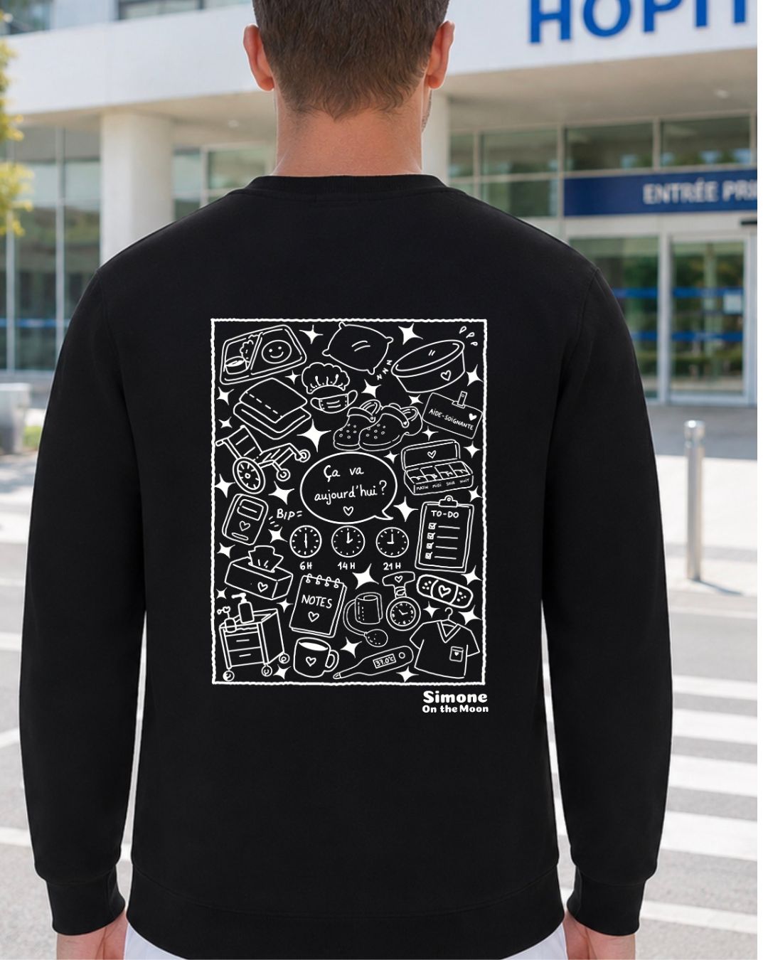 Sweat à capuche Aide-soignant(e) — Noir