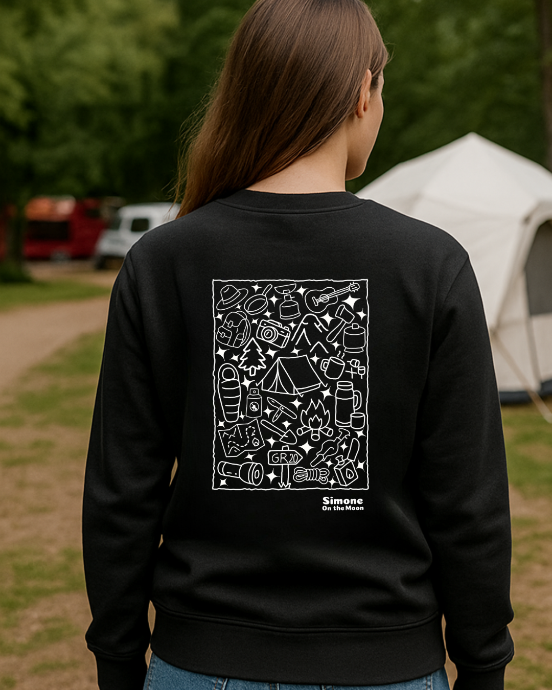 Sweat à capuche Campeur(se) — Noir