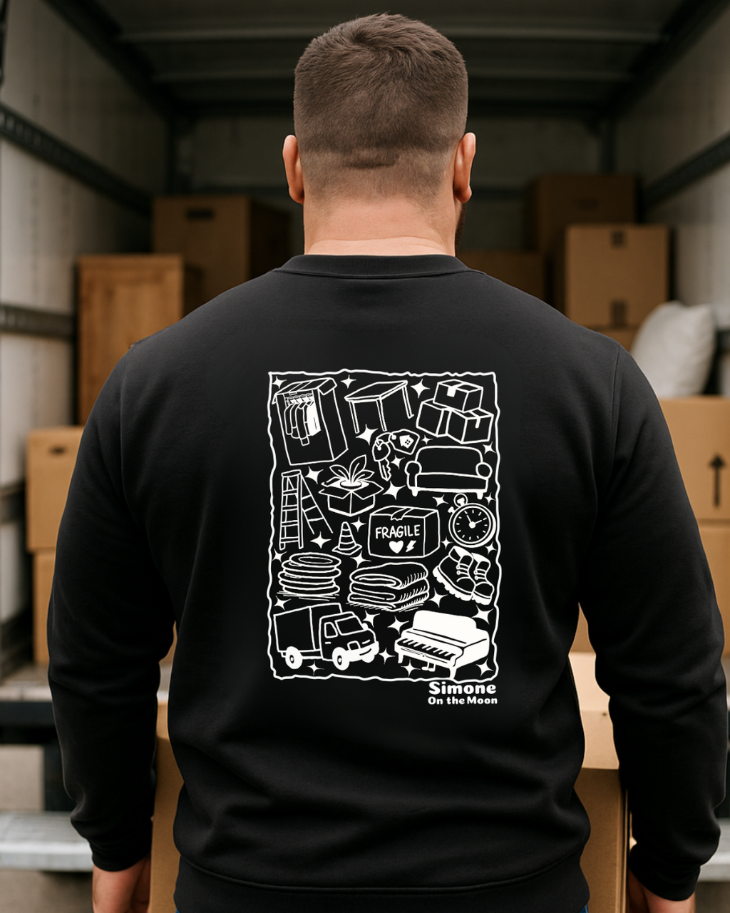 Sweat à capuche Déménageur(se) — Noir