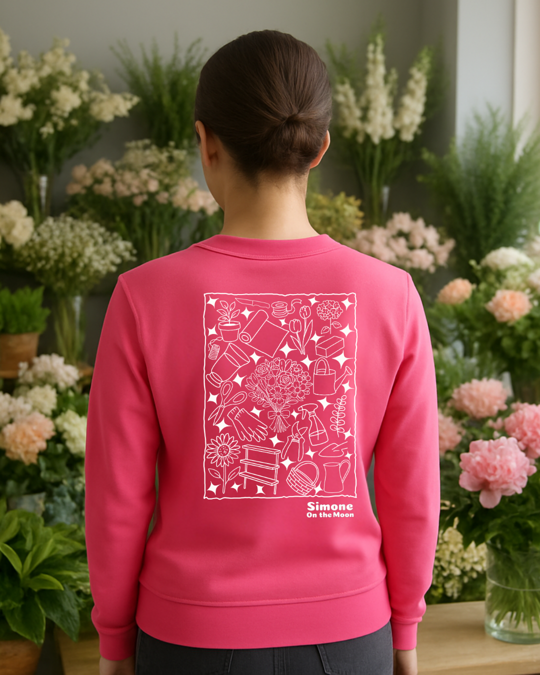 Sweat à capuche Fleuriste — Rose