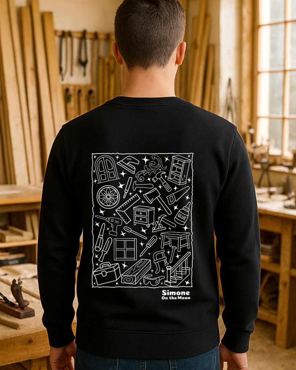 Sweat à capuche Menuisier(ère) ébéniste — Noir