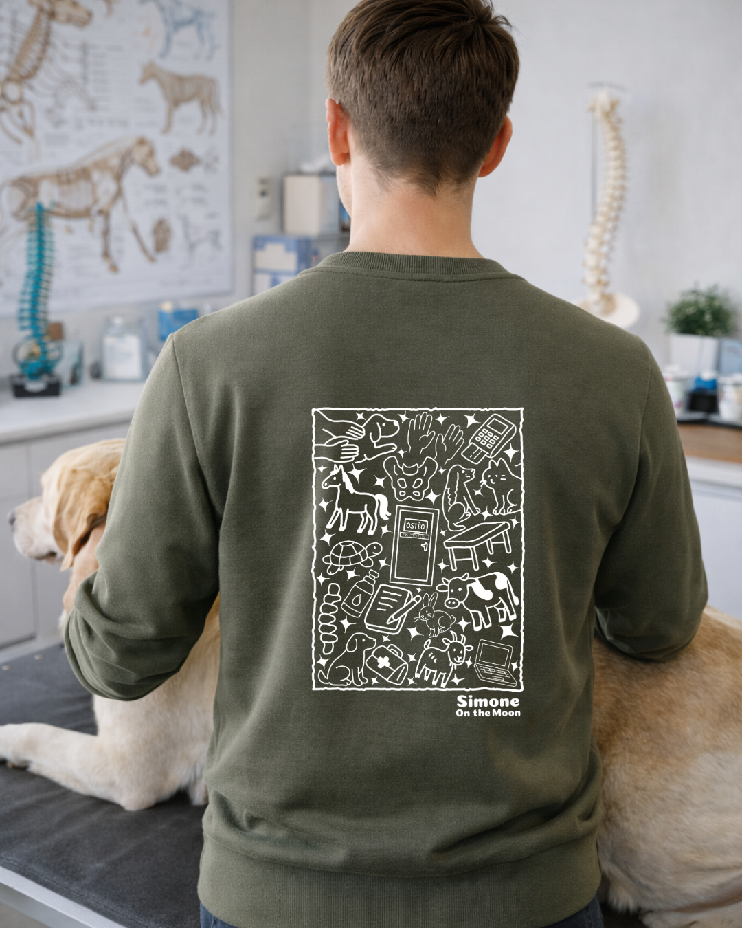 Sweat à capuche Ostéopathe animalier(ère) — Kaki