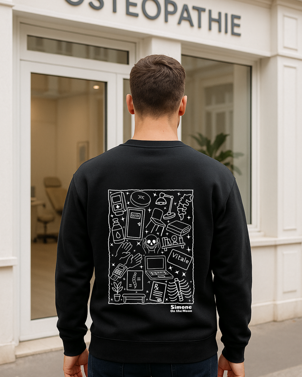 Sweat à capuche Ostéopathe — Noir