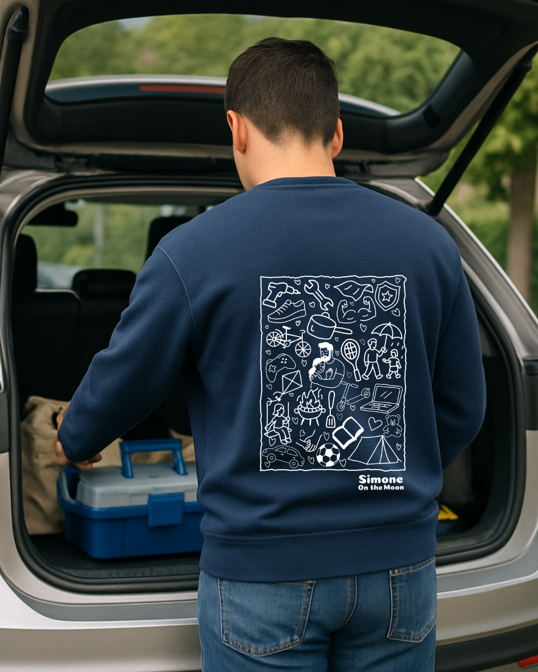 Sweat à capuche Papa — Bleu marine