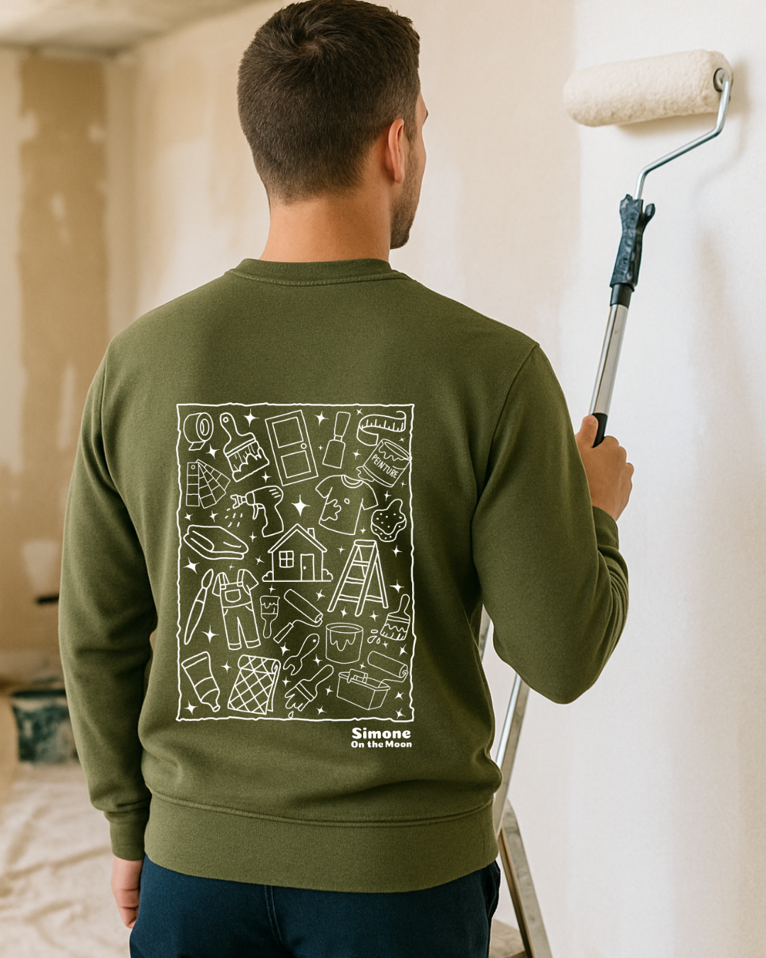 Sweat à capuche Peintre en bâtiment — Kaki