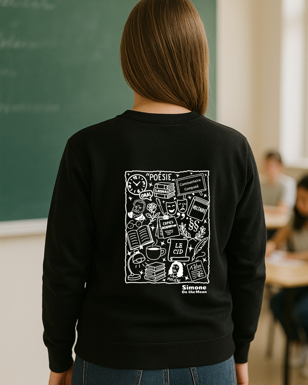 Sweat à capuche Prof de lettres — Noir