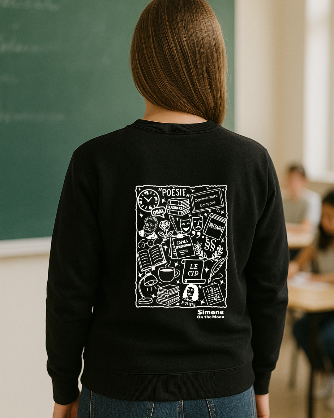 Sweat à capuche Prof de lettres — Noir