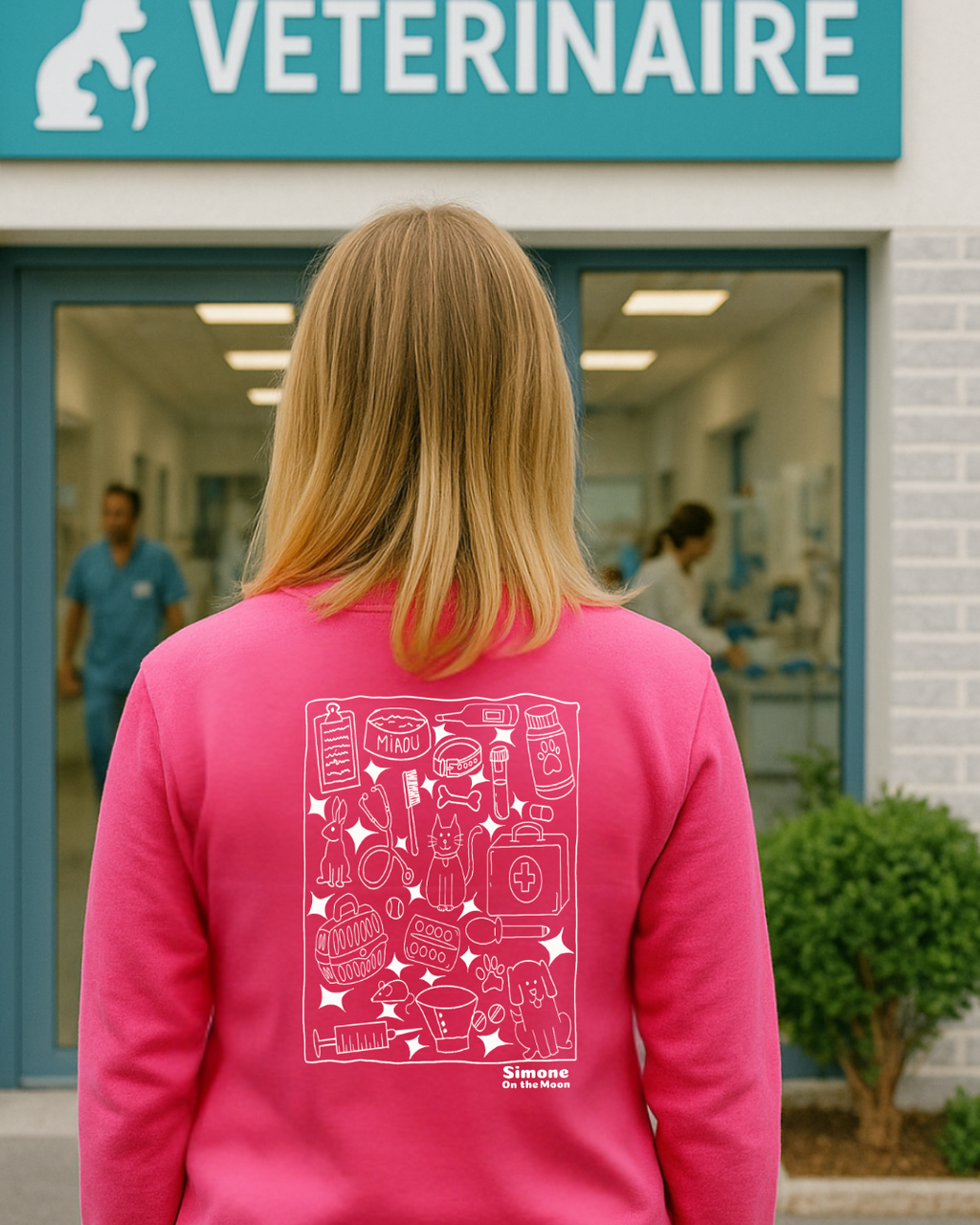 Sweat à capuche Vétérinaire — Rose