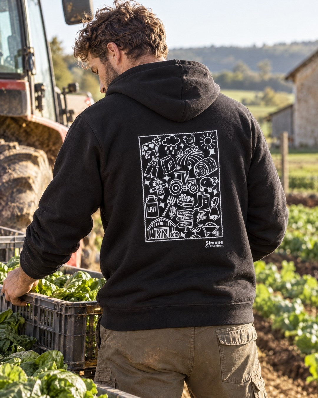 sweat a capuche noir agriculteur