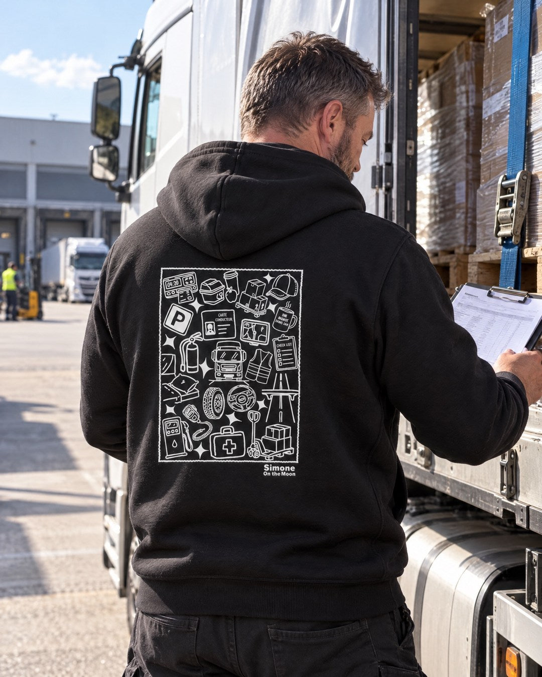 sweat a capuche noir chauffeur routier