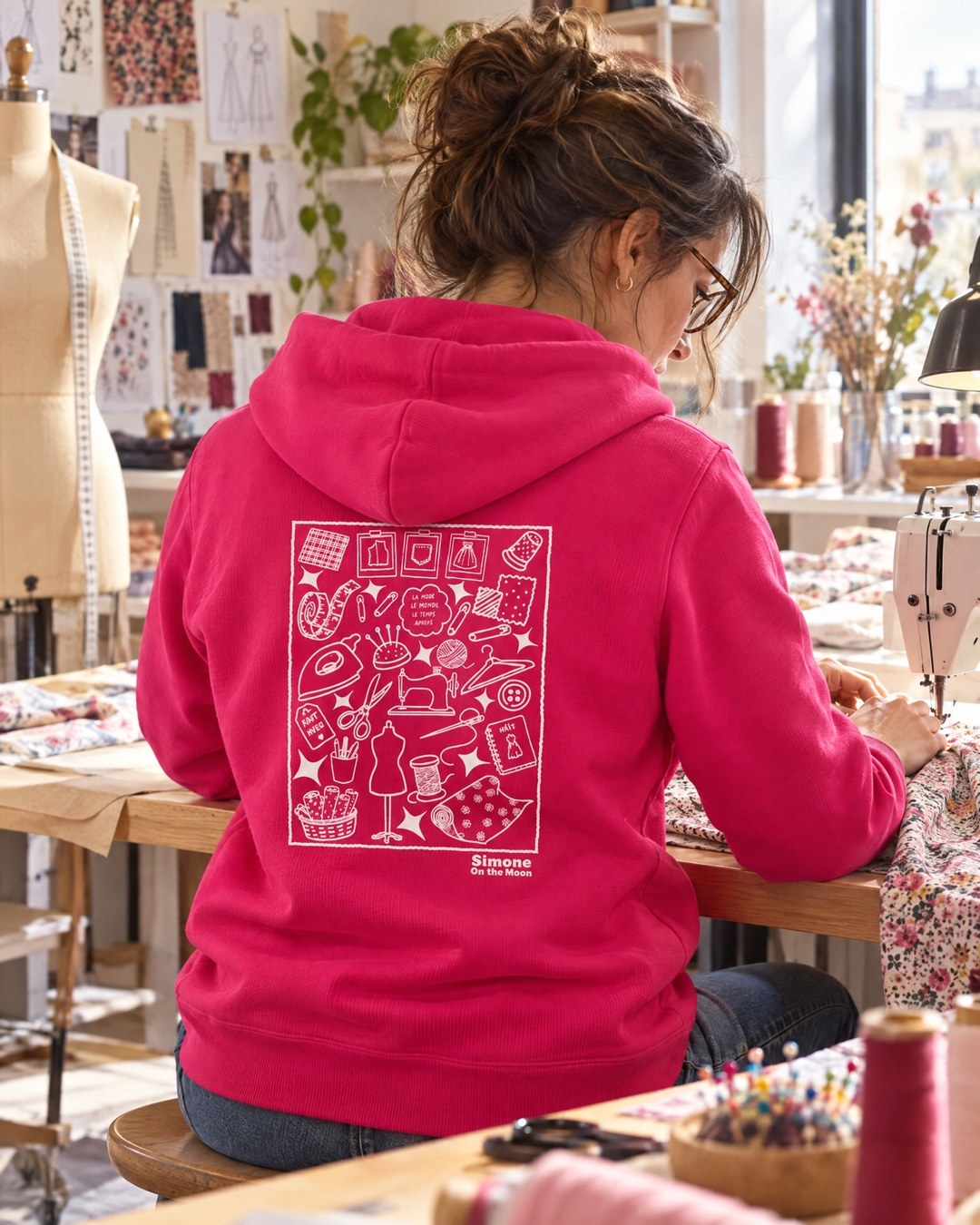 sweat a capuche fushia couturier(ère)