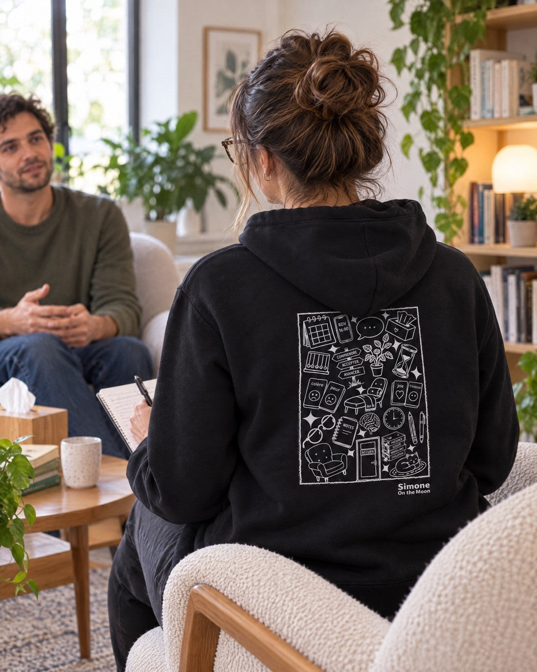 sweat capuche noir psychologue