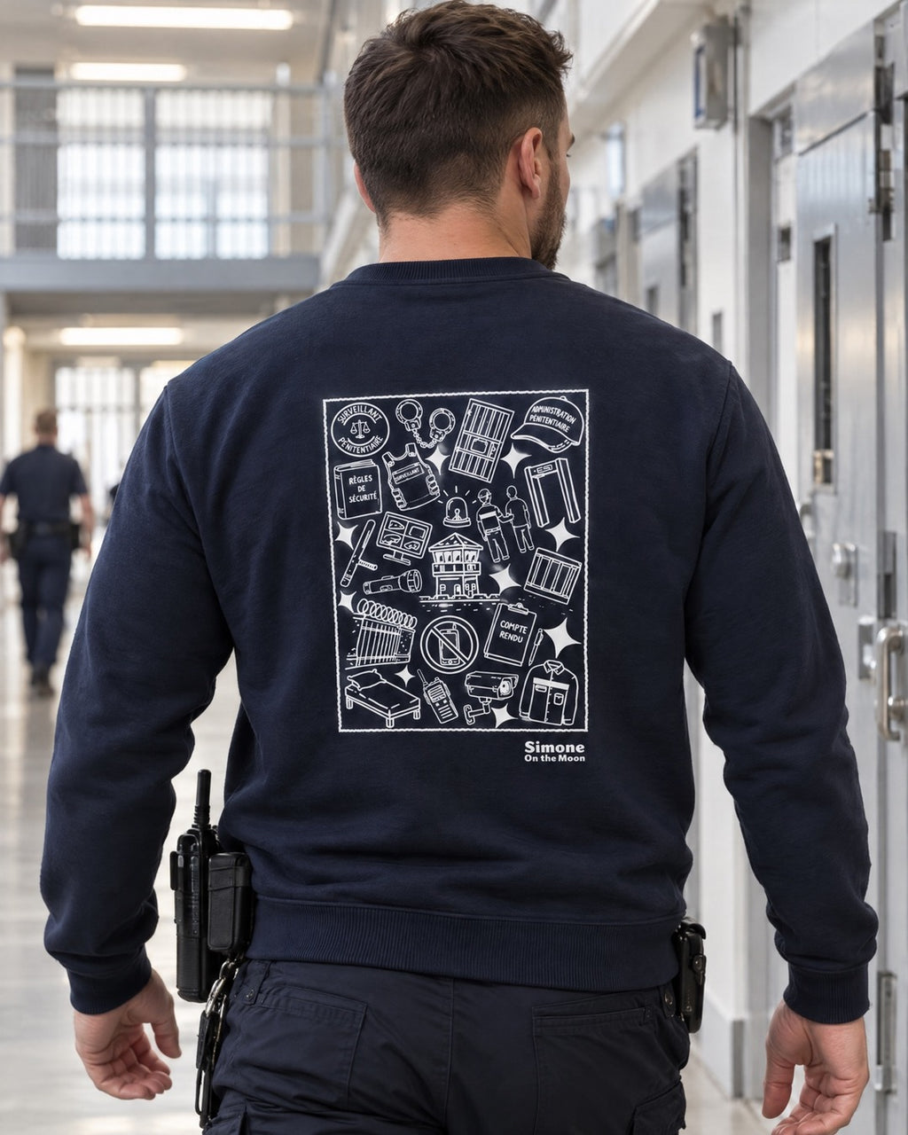 Sweat bleu marine surveillant pénitentiaire