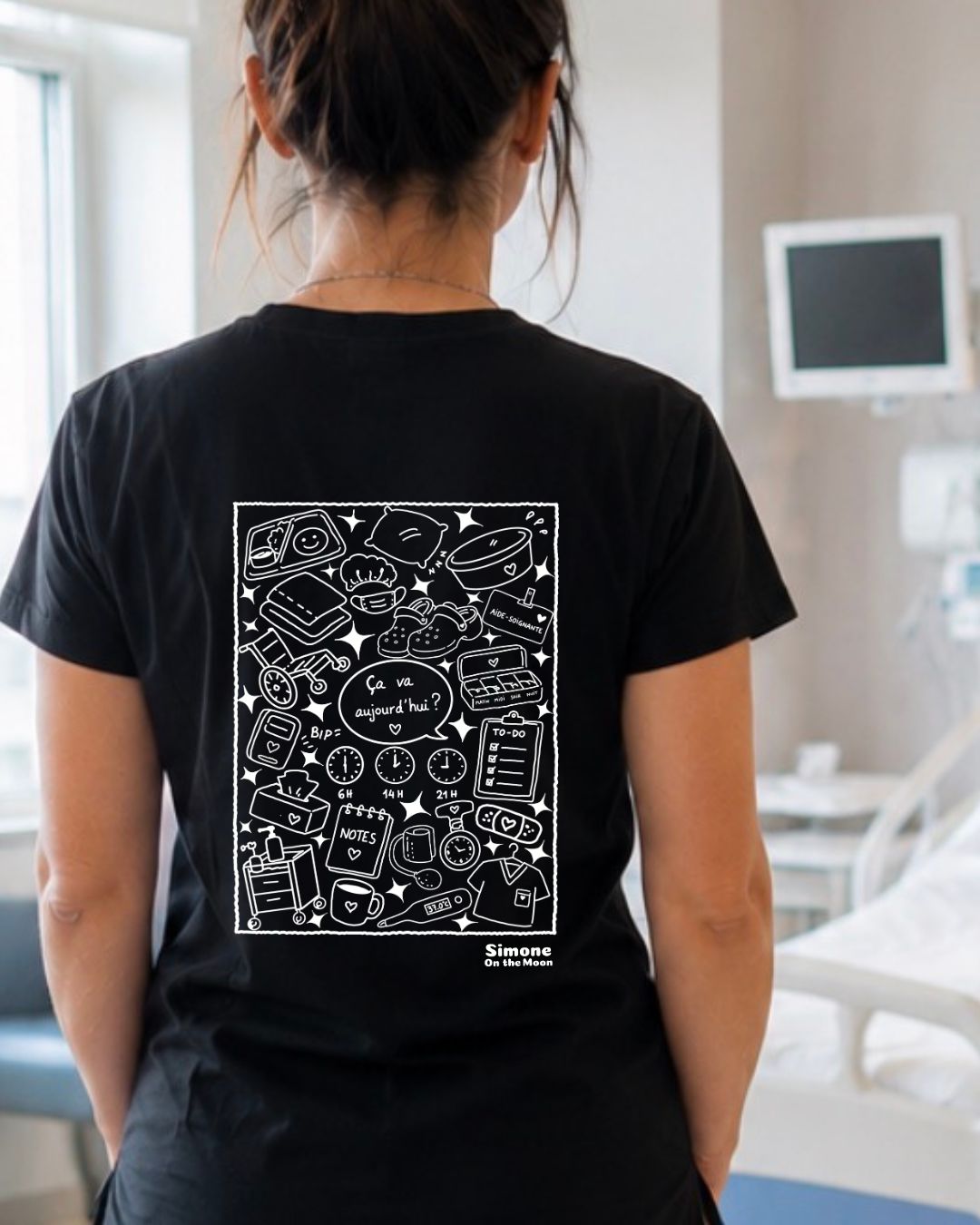 T-shirt Aide-soignant(e) — Noir