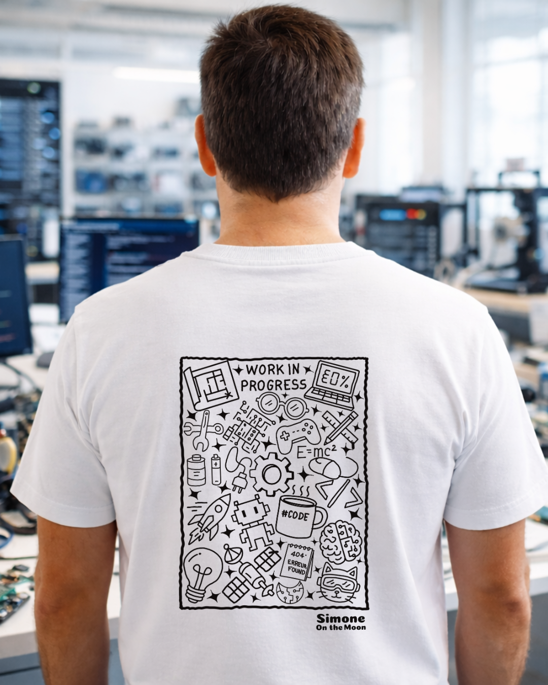 T-shirt Ingénieur(e) geek — Blanc