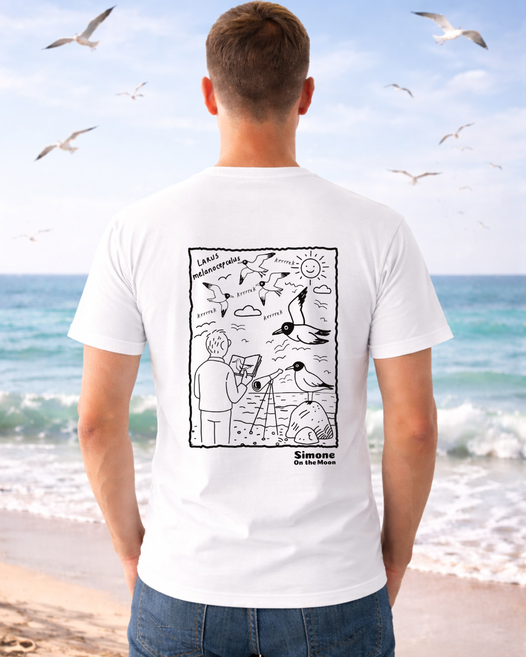 T-shirt Ornithologue marin(e) — Blanc