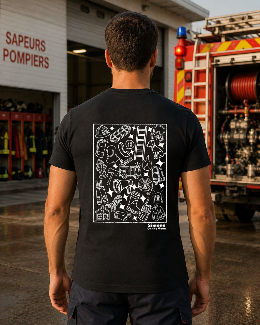 T-shirt Pompier(ère) — Noir